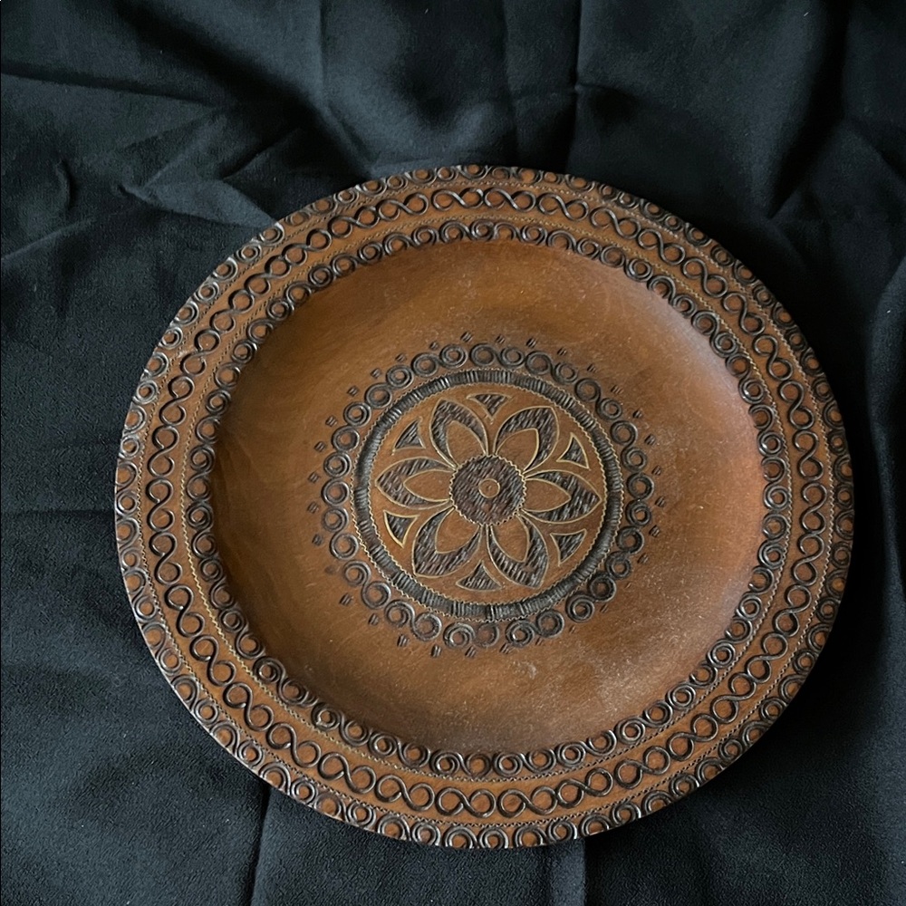 Hand Crafted Brown Decorative Wooden Plate